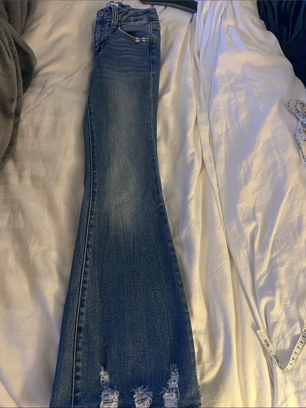 Flying Monkey Youth Dark Blue Flare Jeans with Distressed Hem